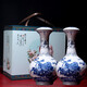 Xindeheng Jingdezhen ceramic wine bottle wine jar empty bottle blue and white porcelain ball bottle appreciation bottle glaze colored plum antique 2Jin Jin equals 0.5 kg blue and white peony appreciation bottle