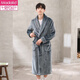 Modal Coral Fleece Nightgown Men's Winter Extra Long Thickened Flannel Bathrobe Men's Large Size Velvet Pajamas Autumn and Winter Bathrobe Men's R Embroidered Lettering Smoke Gray L