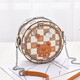 BLACKKISS Birthday Gift Gift for Girlfriend Textured Women's Bag New Small Round Bag Women's Fashion Chain Bag One-Shoulder Crossbody Bag Brown (High Quality Version)
