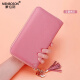 Monbers Card Bag Women's Real Cowhide Multi-function Anti-Demagnetization Bank Card Bag Multi-card Position Women's Business Card Clip Driver's License Set Small Smoked Purple [20 Card Position Anti-theft Brush]