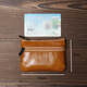 JLFGPJ Retro Leder Mini -Münzbrieftasche für Männer und Frauen Feste Farbe Kuhlattenen Reißverschleiß kleiner Kartenbeutel Schlüsselbeutel Einfacher Münzbeutel Brown gelb