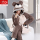 Le nouveau pyjamas de Langsha pour les femmes en velours de corail d'hiver épaissis épaissis en peluche à trois couches en coton en coton automne et caricature hivernale caricatures à la maison hl6636 panda m-bleue (recommandée 80-100jin [Jin est égal à 0,5 kg]))