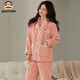 PAUL FRANK Big Mouth Monkey Couple Pajamas Women's Autumn and Winter Plus Velvet Flannel Coral Velvet Jacquard Can Be Weared Outside Men's Home Clothing Suit