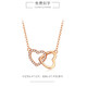 Eoth18K gold double heart love necklace women's clavicle chain rose gold pendant birthday gift for girlfriend 520 gift 18K rose gold double heart love necklace + certificate
