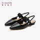 
Lairsdan summer new style stylish and elegant Baotou shallow mouth flat heel empty sandals women's shoes 5M12001 silver + black SVL 35