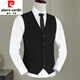 Pierre cardin suit vest men's spring and autumn new business casual single vest men's vest horse clip trendy large size gray five-bar pocket model XL