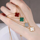 
QUAMER Old Phoenix Gold Store Lucky Double-Side Four-Leaf Crocodile Necklace Women's Ins Simple Clavicle Chain Pendant Light Luxury Time 687 Four-Leaf Crocodile Green Shell Necklace