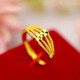 Green gold ring for women ins wedding tax-free 24K pure gold 9999 gold live imitation gold color adjustable gold ring 0.01g five-line ring