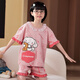 Manido Summer Children's Kulomi Pajamas Thin Cartoon Set Little Girl Pure Cotton Short Sleeve Girls Home Cotton M6636 Women [Double Short] 140cm 16 size recommended 135-145cm