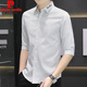 Pierre Cardinal Summer Quarter Sheive Shirt Men Business Casual Five Points Mid-Mareved Striped Shirte's Top Handsome Shirt Trendy 683 White L