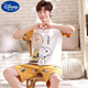Disney (Disney) big children's pajamas boys 12-15 years old, thin cotton short-sleeved shorts summer teenagers and junior high school students' home clothes dark gray Q1342 Garfield short-sleeved L size: 160-174CM 97-120Jin [Jin equals 0.5 kg]