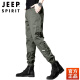 JEEP SPIRIT美式工装裤男夏季薄款弹力宽松束脚哈伦军绿色冰丝裤子男士工作裤 军绿色 XL