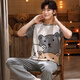 Daikaqi boy pajamas summer teenage boys junior high school high school home clothes summer thin style can be worn loose men - short-sleeved trousers men 3519 M teenager size