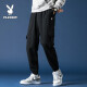 Playboy PLAYBOY sweatpants men's leg-locked loose trousers with cuffs fashionable casual trendy multi-pocket youth autumn thin small-leg pants MT-2077 black M