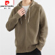 皮尔卡丹（pierre cardin）秋冬开衫毛衣男休闲连帽羊毛衫外套加厚保暖宽松拉链针织衫针织 深灰色 XL 130-150斤