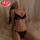 LangSha Sexy Lace Dating Fun Pure Desire Ultra-Thin Underwear Women's Suit Gathering Beautiful Back Side Bra Summer Black Suit M -34/75ABC Tong Cup