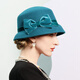 EE autumn and winter new elegant bow woolen hat British retro banquet decoration hat dark green adjustable (53-57)