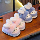 Candy parent-child winter children's cotton slippers, cute rabbit warm plus velvet for boys and girls at home, non-slip soft bottom baby cotton slippers, cute rabbit slippers - pink, size 34-35, inner length 20.5cm