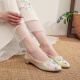 Weizhi old Beijing cloth shoes pointed toe fashion embroidered shoes versatile dance shoes cheongsam shoes Hanfu shoes WZ1047 beige