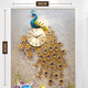
CLCEY TV wall decoration pendant living room background wall European style peacock wall clock entrance clock creative modern decorative clock 2694 (90*53*24) rectangular