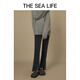 THE SEA LIFE打包下架 棉系牛仔裤女冬开衩设计高腰休闲裤E3519 黑法师 S