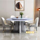Huaiyin Rock Platte Esstisch mit Plattentisch Haushalt kleine Wohnung Superkristall runder Tisch Moderner einfacher heller Esstisch und Stuhlkombination 880# Kristall Runde Tisch + 6 Beller/Weltraumstuhl 75cm 130*130*