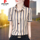 Piercadan short-sleeved vertical striped shirt for women 2025 summer new Korean style versatile temperament shirt fashionable shirt top HGH6198 black short-sleeved 2XL [Suggested 125-135Jin [Jin equals 0.5 kg]]