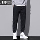 Jeep (Jeep) 2023 Nuevo otoño e invierno Plus Pantalones de terciopelo para los pies de trabajo en espesas de hombres Jeans casuales de cintura elástica 9859 Black Plus Velvet L [110-130Jin [Jin iguala 0.5 kg]]