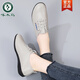 Pecker Leather Chaussures blanches pour les femmes en printemps et automne Sole plate chaussures simples softs semelles chaussures en cuir décontractées chaussures de planche polyvalente 719 noir 37