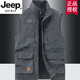 JEEP SPIRIT吉普轻奢马甲男士宽松背心春秋休闲工装多袋钓鱼马夹爸爸装外套 深蓝色【双面穿】 （加-绒-款） XXS 2XL 建议145-160斤