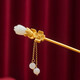 Kamalon hairpin for women, ancient style, step-shaking silver hairpin, high-end updo, high-end headwear, cheongsam, Hanfu, Chinese style gold hairpin, tassels, Hotan jade hairpin - step-shaking, spring (gold)