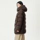 Tambor Down Jacket Women's Medium Long Removable Hood Loose Warm Versatile Jacket 530558V Chocolate 165
