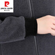 Pierre cardin men's jacket autumn and winter new stand collar plus velvet jacket trendy casual thickened winter woolen coat short plus velvet JR983/gray L suitable for 105-120Jin [Jin equals 0.5 kg]