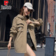 Pierre Cardin windbreaker women's mid-length 2025 spring and autumn new Korean version loose small high-end fashion workwear short coat trendy Khaki M