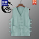 
ROMON Summer Traditional Shaanxi Line Vest and Cotton Line Vest Sweatshirt Men's Retro Plate Button Jacket Sleeveless Old Man Shirt On White Shirt XL 140-155Jin [Jin equals 0.5 kg]