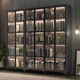 Puerta de vidrio de estantería de Zaitang Luz moderna Gabinete de exhibición de gabinete a prueba de polvo de lujo con puertas y almacenamiento de gabinete de soporte Combinación de gabinete estrecho Gabinete 120*30*15844 Vidrículas grises de marco negro