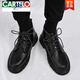 Cartelo High-Top Martin Boots Men's Autumn Black Waterproof y Anti-Slip Altura que mejora la ropa de trabajo British Motorcycle Leaking Shoes 2025 Nuevo modelo [Imagen principal] Negro 43