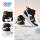 Xtep children's cotton shoes leather surface moisture-proof and stain-resistant high-top sneakers warm and comfortable Velcro high-top sneakers black/new white 31