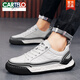 CARTELO Shoes for men's autumn new low-top leather breathable lightweight board shoes for men's spring and autumn casual sports workwear shoes trend L1392 black 41
