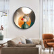 Villa round crystal porcelain painting bedroom decoration painting modern simple abstract cartoon characters children's room hanging painting room bedside painting 13886 Young girl [default black frame] High-transparent crystal porcelain surface diameter 50