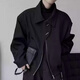 Gxmy dark design short broad-shouldered flight jacket for men 2025 autumn and winter simple suit lapel long-sleeved top coat black jacket + black bottoming shirt + black trousers three-piece set XL recommended 125-140Jin Jin equals 0.5 kg