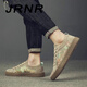 Jrnr Brand Men's 2025 Summer New Breathable Corea Corea Casual zapatos de lienzo versátiles Zapatos para hombres White 41