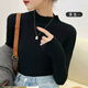 Yu Zhaolin knitted bottoming shirt for women with half-turtleneck sweater, slim long-sleeved, mid-collar, wearable top, autumn and winter black