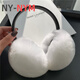 NY-NYM Double-sided Otter Rabbit Fur Ear Cover Real Fur Ear Cover Men and Women Korean Solid Color Retractable Ear Cover Winter Warm Ear Cover Grey