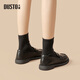 Zapatos para mujeres de Dadong Loafers 2025 Spring New British Round Head Metal Buckle Back Telle Small Leather Shoes 0222