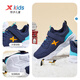 XTEP children's shoes for boys and girls, middle and large children's outdoor Velcro strap cotton shoes, dark blue/bay blue, size 37