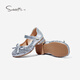 Snuffy children's high heels girls crystal shoes autumn shiny fashion princess shoes comfortable small leather shoes quicksand silver 30