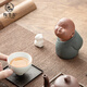 Tao Yunshang's ceramic Zen purple sand monk tea pet ornaments can be used to raise handmade tea and play tea table ornaments and tea accessories. Senior brother + second senior brother - two small white dogs for free