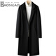 New double-sided cashmere coat for men, thickened slim fit lining, extended woolen woolen windbreaker woolen coat, black L
