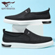 Sieben Wolf Herrenschuhe Sommertuchschuhe Herren atmungsaktive Arbeitsschuhe Vielseitige Herren -Leinwandschuhe Lazy Casual Shoes Herren Schwarz No Shoelaces 40 Lederschuhgröße